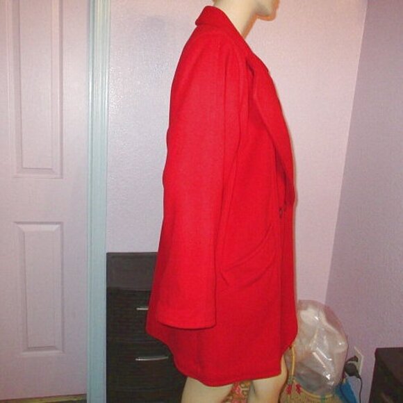 90s VTG LL Bean WOOL Double Breasted COAT Size 14 POCKETS Lined USA MADE Red - Picture 8 of 12
